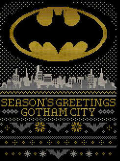DC Seasons Greetings From Gotham Men's Christmas T-Shirt - Black - S Zwart