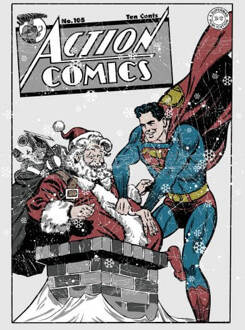 DC Superman Action Comics Women's Christmas T-Shirt - Grey - XXL Grijs