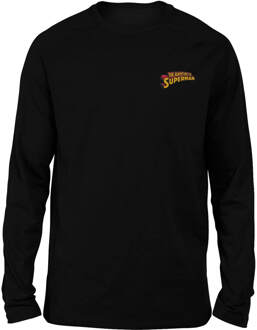 DC Superman Embroidered Unisex Long Sleeved T-Shirt - Black - M