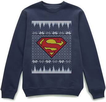 DC Superman Knit Christmas Jumper - Navy - L Blauw