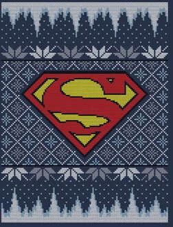 DC Superman Knit Men's Christmas T-Shirt - Navy - XL