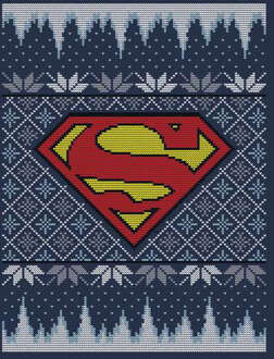 DC Superman Knit Women's Christmas Jumper - Navy - L - Navy blauw