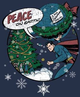 DC Superman Peace On Earth Women's Christmas T-Shirt - Navy - L Blauw