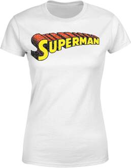 DC Superman Telescopic Crackle Logo Women's T-Shirt - White - M Wit