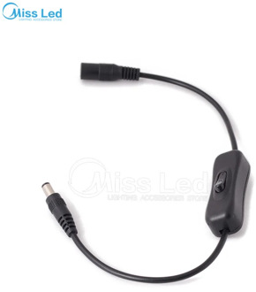 DC switch for single color strip, max 12V/3A load,5.5mm/2.1mm,10cm long cable wire in black color