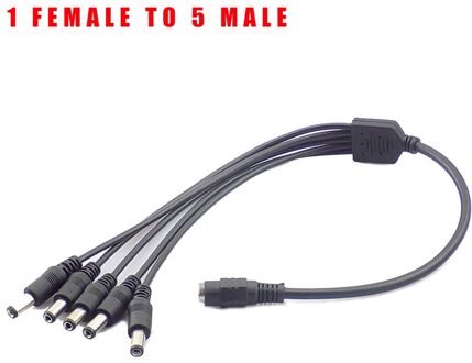 Dc Voeding Adapter 12V Pigtail 2.1*5.5Mm 1 Female Naar 5 Mannelijke Splitter Kabel Plug Voor cctv Camera Dvr Nvr A7 W17