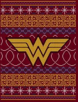 DC Wonder Woman Knit Men's Christmas T-Shirt - Burgundy - XL Wijnrood