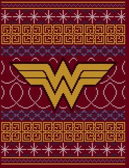 DC Wonder Woman Knit Women's Christmas T-Shirt - Burgundy - L Wijnrood