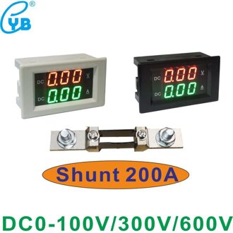 DC0-100V 300V 600V Digitale Voltmeter Amperemeter Voltage DC0-200A Current Meter Met Een Shunt Led Display Rood Groen Elektrische gereedschap Whiter hoes / DC0-600V