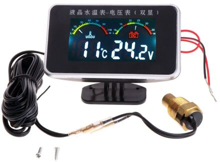 DC12V-24V Universele Auto Lcd Digitale Water Temperatuur Meter Kit Shockproof Laag Verbruik Thermometer Voltmeter Gauge