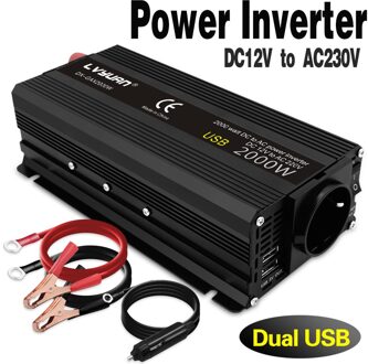 DC12V Naar Ac 230V 500W 1200W 1500W 2000W Piek Eu Socket Usb Omvormer ac Auto Converter Boost Transformator Vehicle Supply