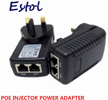 DC48V 0.5A 10/100Mbps Poe Injector Power Over Ethernet Adapter,pin 4/5(+),7/8(-), Uk Plug, 3 Vierkante Pinnen