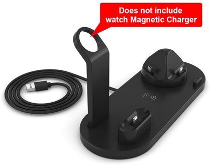 DCAE 10W Qi Draadloze Oplader Voor iPhone 11 8 X XR XS Samsung S10 S9 3 In 1 Snelle laadstation Voor Apple Horloge 2 3 4 5 Airpods met draadloze zwart