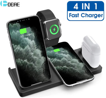 DCAE 15W Qi Wireless Charger 4 in 1 Fast Charging Station for Apple Watch 6 SE 5 4 3 2 iPhone 11 XS XR X 8 Airpods Pro Stand Pad