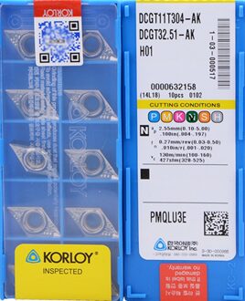 DCGT070202-AK DCGT070204-AK DCGT070208-AK DCGT11T302-AK DCGT11T304-AK DCGT11T308-AK H01 Korloy Aluminium Gebruik Insert DCGT070204 10stk