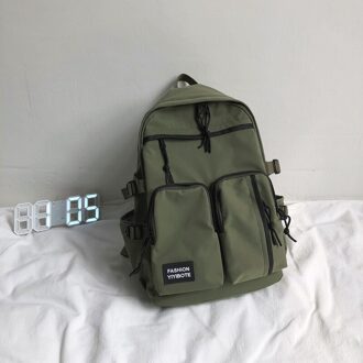 Dcimor Meer Zip Pocket Waterdichte Nylon Rugzak Vrouwen Grote Capaciteit Schooltas Unisex Effen Kleur Reistas Vrouwelijke Mochilas groen / enkel en alleen backpack