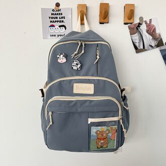 Dcimor Multi-Pocket Waterdichte Nylon Vrouwen Rugzak Vrouwelijke Mooie Schoudertas Schooltassen Voor Meisjes Boekentassen blauw zonder koe