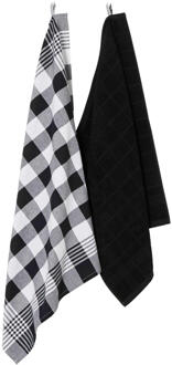 DDDDD Keuken- en theedoekset Block Zwart