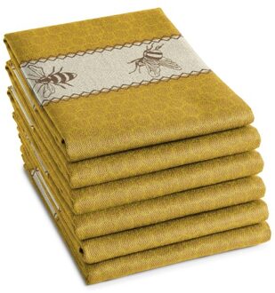 DDDDD Theedoek Bees Geel - 6 stuks - 60x65cm