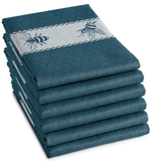 DDDDD Theedoek Bees Petrol - 6 stuks - 60x65cm