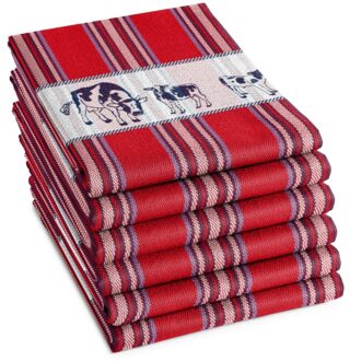 DDDDD theedoek Friesian - 60x65cm - Rood - 6 stuks