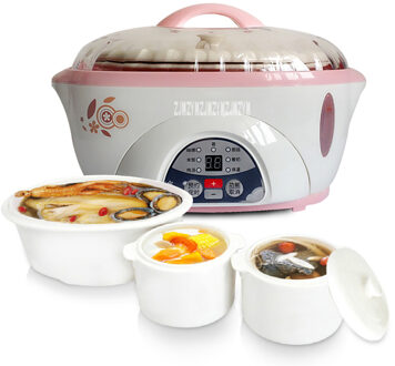 DDZ-W116D Automatische Huishoudelijke Slowcooker Mini Elektrische Slow Cooker 300 W Soep Koken Machine Met 3 Pot Keramiek Liner 220 V