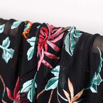 De Doek Zwart Georgette Zijde Geborduurde Zijde En Katoen Materialen Lente Jurk Diy Kleding Stoffen 1m