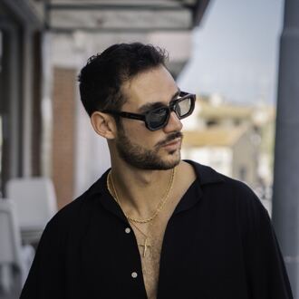 De-Gamme Bold Zwarte Geometrische Rechthoekige Gepolariseerde Zonnebril - Malta