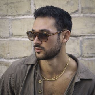 De-Gamme Bruine Rechthoekige Gepolariseerde Zonnebril - Rome