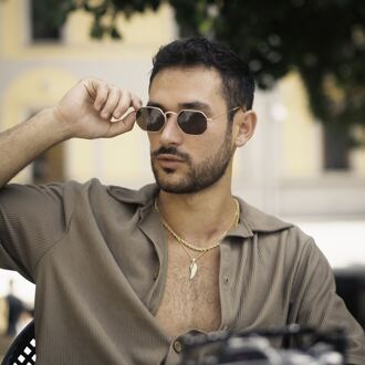 De-Gamme Gouden Retro Rechthoekige Gepolariseerde Zonnebril - Napoli