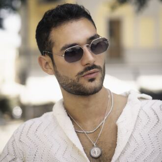 De-Gamme Zilveren Retro Rechthoekige Gepolariseerde Zonnebril - Napoli - maat