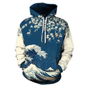 De Grote Golf Van Kanagawa Japanse Hoodies Samurai Koppels Kleding Man Vrouw Hooded Sweatshirt Tops Kimono Ukiyo -E 5XL