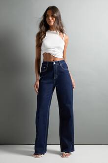 De High Waist Jeans Met Rechte Pijpen, Indigo - 8/32L