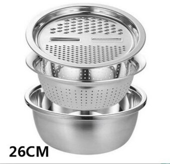 De Keuken Moet-Hebben Multifunctionele Rvs Rasp Wastafel Rasp Driedelige Set Groente Gereedschap Keuken Gadgets 26CM