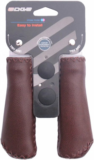 De Leather Grip Ergonomisch Lederen Handvatset 135mm Donkerbruin