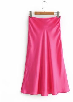 De lente en zomer in in vrouwen kleding satijn textuur lange rokken. 565-9025 Rood / L