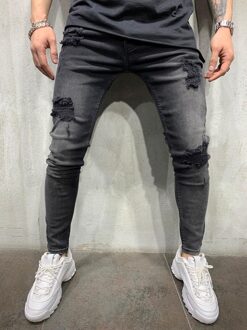 De Locomotief Jeans Broek Mannen Potlood Broek Mannen Skinny Stretch Denim Broek Verontruste Ripped Freyed Slim Fit Xl