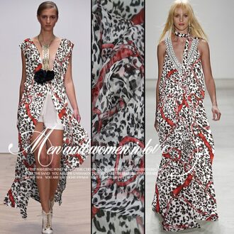 De luipaard clear persoonlijkheid rokken gedrukt chiffon jurk shirt stoffen