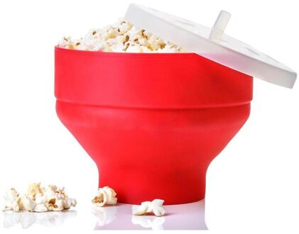 De Magnetron Popcorn Maker Siliconen Popcorn Emmer Kommen Met Deksel Opvouwbare Rode Hoge Temperatuur Servies Keuken Easy Tools
