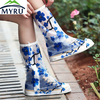 De regendicht schoen cover bodem dikke laarzen zijn mannen en vrouwen waterdichte schoen cover slip regen laarzen voor volwassenen high cylinder M