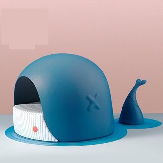 De Semi-Gesloten Grote Walvissen Kat Zand Wastafel Spill Preventie Stinkende Kat Kattenbak Artikelen Gelofte Huisdieren blauw