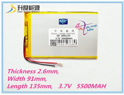 De Tablet Batterij 2691135 3.7V Tablet Batterij 5500 Mah Elk Tablet Universele Oplaadbare Lithium Batterijen