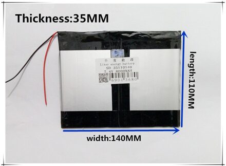 De tablet batterij 7.4 V 6.6 Ah 8000 mah grote capaciteit ultra-dunne MID tablet batterij (dikke) 3.5 * (breed) 140*110mm (lang)