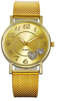 De Top Dames Mesh Riem Horloge Wilde Dame Creatieve Mode Horloge Armband Horloges Vrouwen Horloges Часы Goud