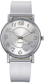 De Top Dames Mesh Riem Horloge Wilde Dame Creatieve Mode Horloge Armband Horloges Vrouwen Horloges Часы Zilver