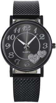 De Top Dames Mesh Riem Horloge Wilde Dame Creatieve Mode Horloge Armband Horloges Vrouwen Horloges Часы zwart