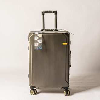 De Unisex Aluminium Frame Trolley Case Cabine Koffer Bagage Koffer Op Zakenreis Stewardess Koffer donker grijs