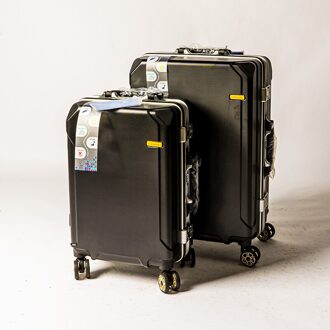 De Unisex Aluminium Frame Trolley Case Cabine Koffer Bagage Koffer Op Zakenreis Stewardess Koffer zwart