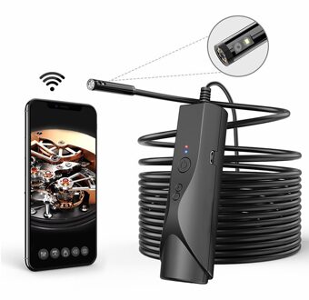 De Wifi Endoscoop Camera 1080P Hd 8Mm Lens IP67 Dual Camera Led Licht Met 5M Harde kabel Endoscoop Voor Android Iphone