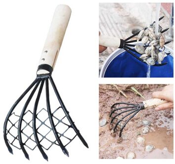 De Zee Met Een Hark En Een Netto Voor Vis Graven Zeevruchten Conch 5-Klauw Mosselen Huishoudelijke Wieden Gereedschap